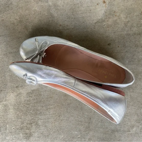 Kate Spade Metallic Silver Leather Footwear 8 - Picture 2 of 7